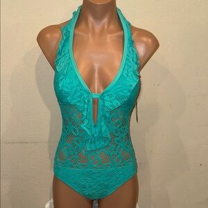 NWT Kenneth Cole halter one piece swimsuit size S SGL